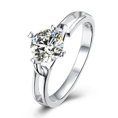 Bow Four Prongs 1.0 Carat Round Cut Moissanite Engagement Ring