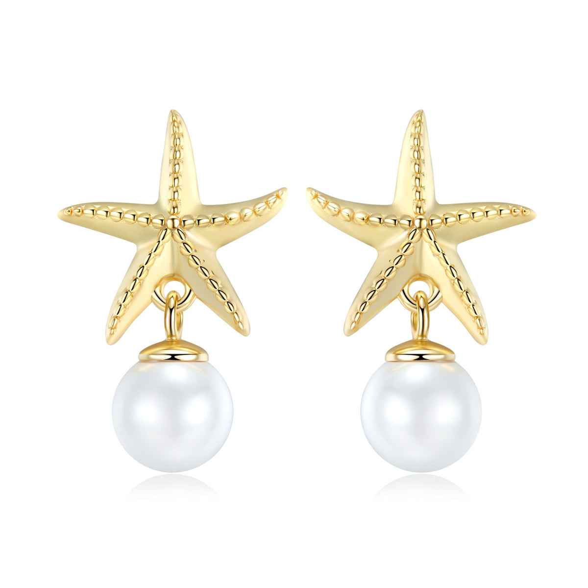 Starfish Freshwater Pearl Silver Drop Earrings