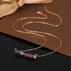 Rainbow Zircon Pendant Silver Necklace for Women