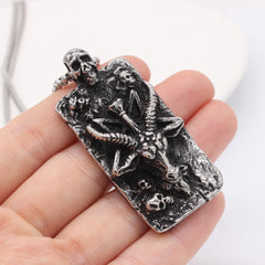 Halloween Bullhead Monster Skull Rectangle Titanium Steel Pendant for Men