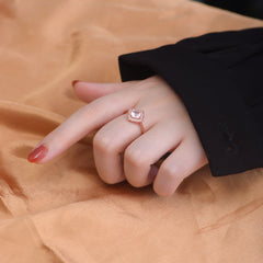 Pink Crystal Square Soleste Halo Sterling Silver Ring