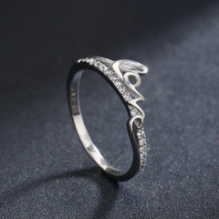 S925 Sterling Silver English Letter LOVE Japanese and Korean Rings Feminine Elegance Micro Inlay Women's Rings Foreign Trade Hot Selling Jewelry