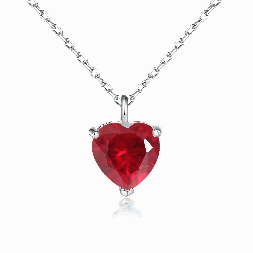 Heart Zircon Pendant Silver Necklace for Women