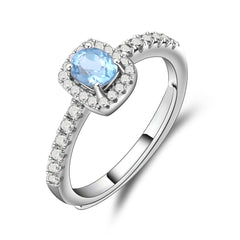 Adjustable Opening Design Natural Topaz Soleste Halo Sterling Silver Ring for Women