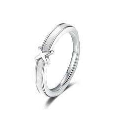 X Shape Silver Ring