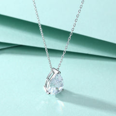 Pear Drop Zircon Pendant Silver Necklace for Women