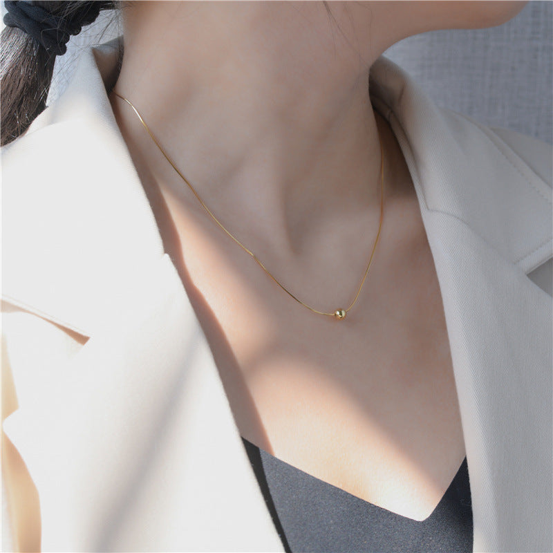 (Two Colours) Minimalist Style Miniball Pendants 925 Silver Collarbone Necklace for Women