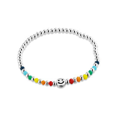 Smiling Face Colourfule Beading Silver Bracelet for Women