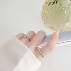 Retro Double Heart Shape Spiricle Opening Sterling Silver Ring
