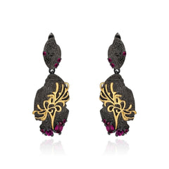 Georgia Design s925 Silver Natural Rose Pomegranate Drop Earrings for women