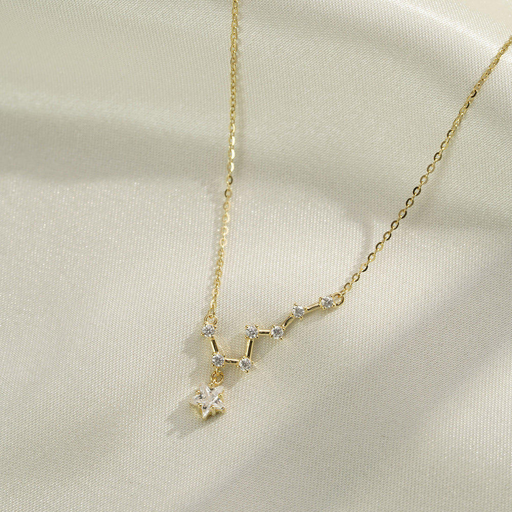 (Two Colours) White Crystal Big Dipper Pendants Collarbone Necklace for Women