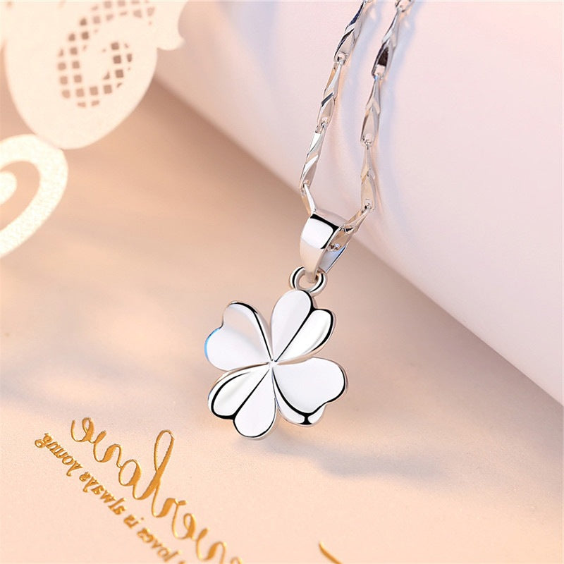 (Pendant Only) Smooth Lucky Clover Silver Pendant for Women