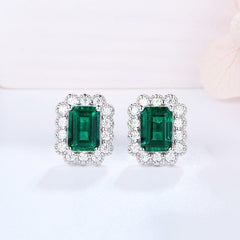 2.0Carat Rectangle Lab Created Emerald Studs