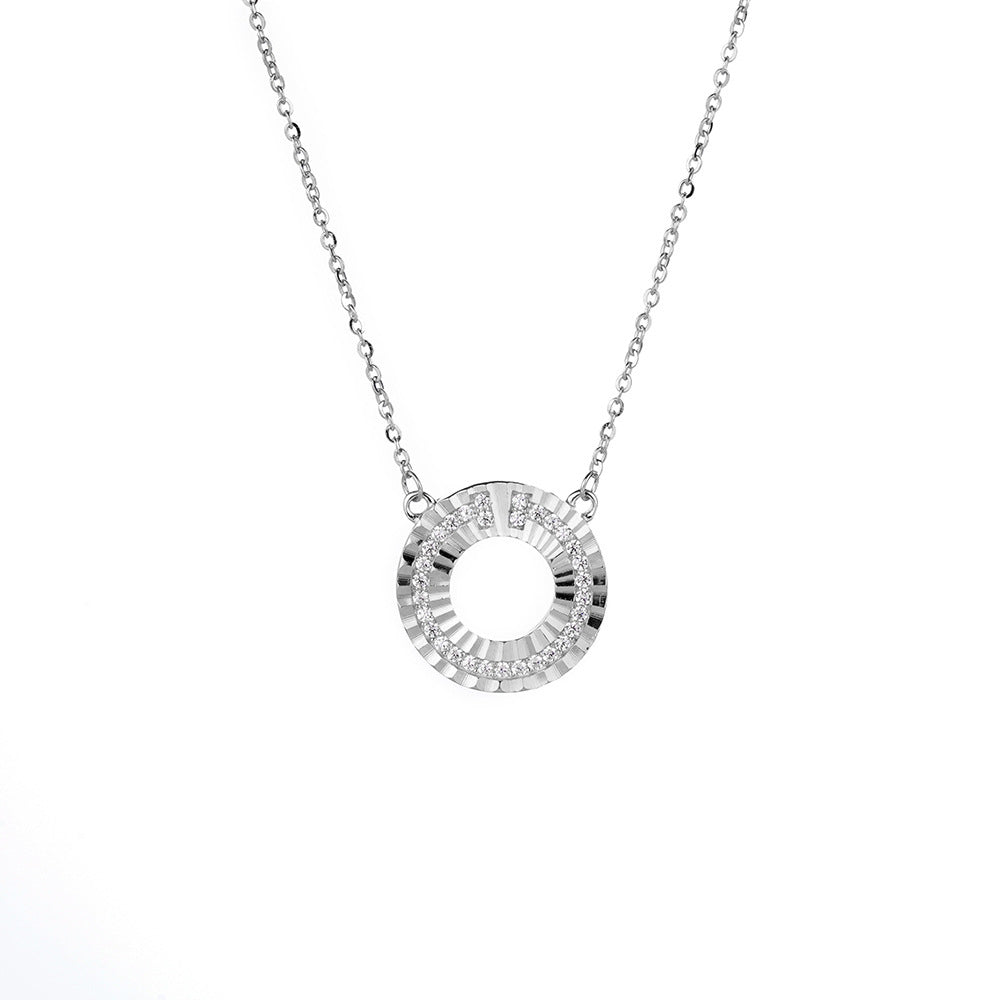 (Two Colours) Circle Ring Pendants 925 Silver Collarbone Necklace for Women