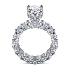 Pear Drop Zircon with Full Emerald Cut Zircon Silver Ring