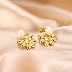 Blossom with Pearl Silver Drop Earrings for Women