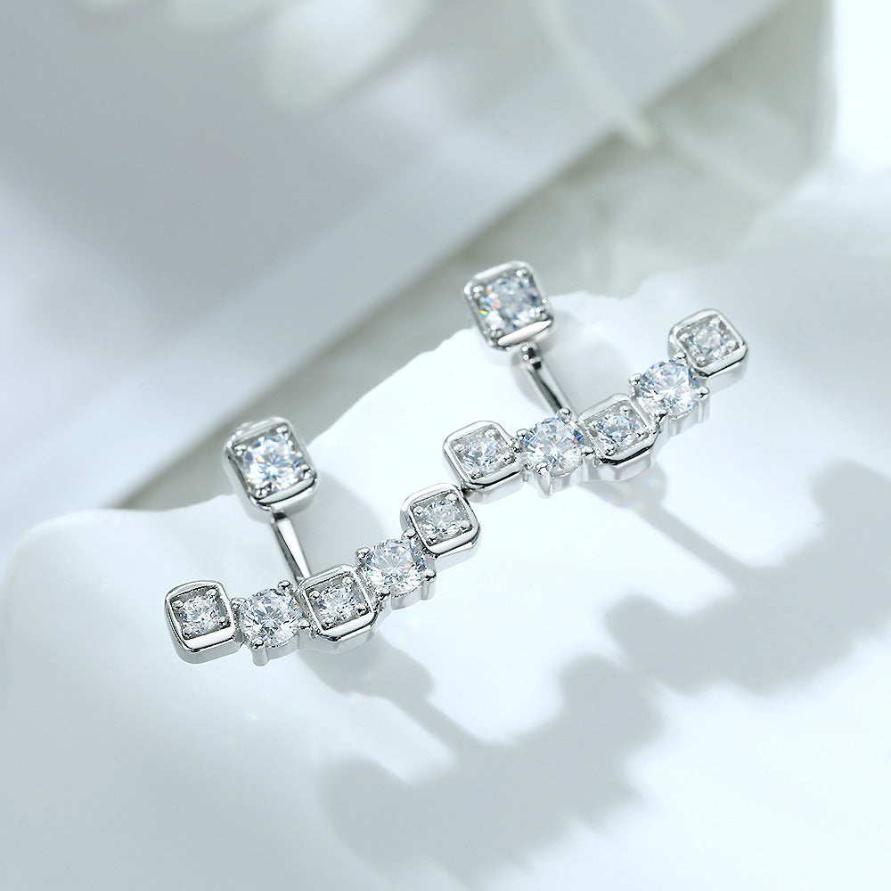 Beading Zircon Silver Studs Earrings for Women