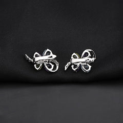 Personality Light Luxury Design Inlaid Natural Gemstones Premium Butterfly Shape Silver Studs Earrings for Women
