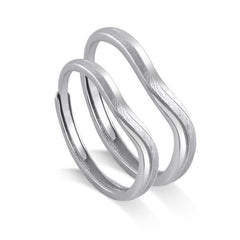 Brushed Line Simple Silver Couple Ring for Women