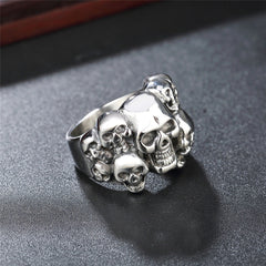 Halloween Skull Heads Titanium Steel Ring for Men