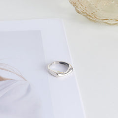 Geometric Concave Polished Opening Sterling Silver Ring