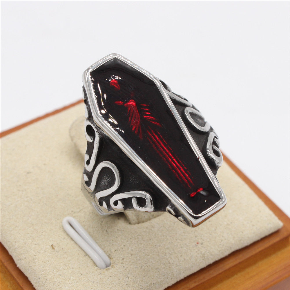 Mummy Coffin Titanium Steel Ring for Men