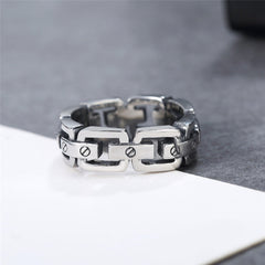 Retro Titanium Steel Ring with Car Chain for Men