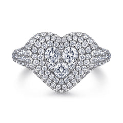 Sumptuous Heart Shape Full Zircon Soleste Halo Silver Ring