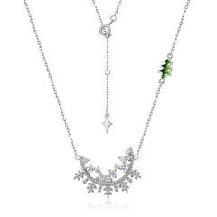 Zircon Snowflake Christmas Tree Sterling Silver Necklace