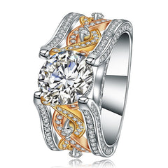 Golden and Silver S925 Sterling Silver Zircon Ring