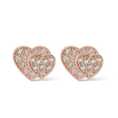 Zircon Double Heart Silver Stud Earrings for Women