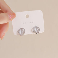 Opal Stone Silver Studs Earrings for Women