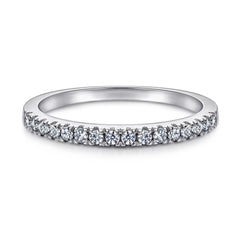 (1.2CT) Round Zircon Soleste Halo with Half Eternity Silver Ring Set for Women