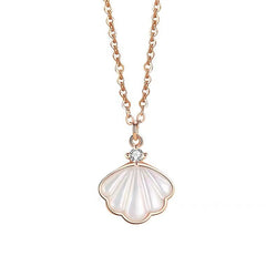 (Two Colours) Shell-Shaped Pendants 925 Silver Collarbone Necklace for Women