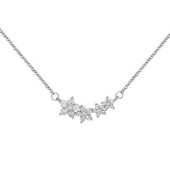 Zircon Small Peach Blossom Pendant Silver Necklace for Women