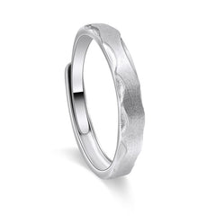 Brushed Wave Pattern Silver Couple Ring for Women