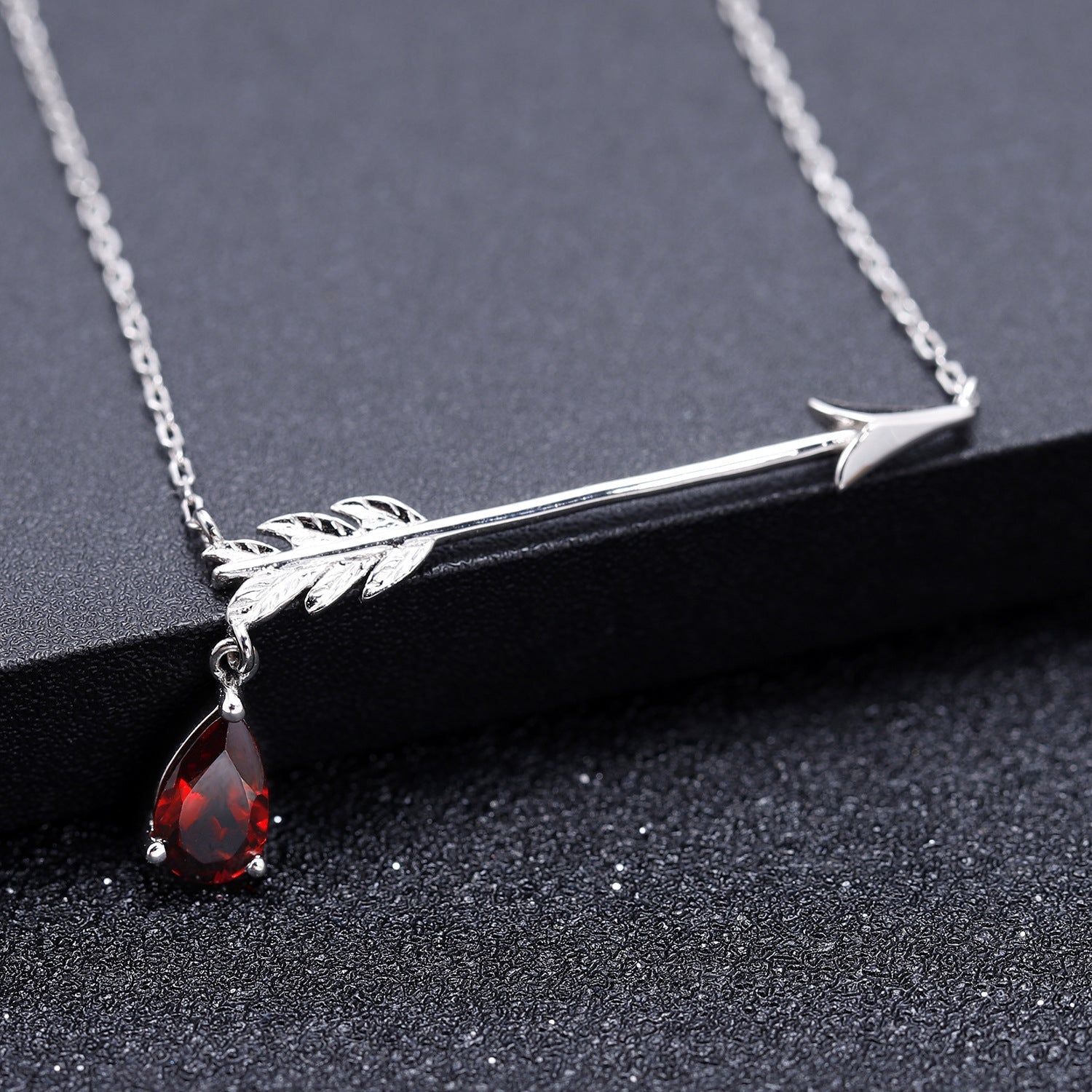 Unique Design with Natural Colourful Gemstone Bow and Arrow Pendant Silver Necklace for Women