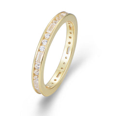 Rectangle and Round Zircon Sterling Silver Eternity Ring