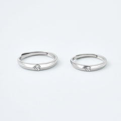 Heart-shape with Round Zircon Silver Couple Ring for Women