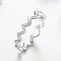 S925 Geometric Lightning Simple Micro-inlaid Zircon Ring Female Online Celebrity Girl Ins Cold Wind Index Finger Ring