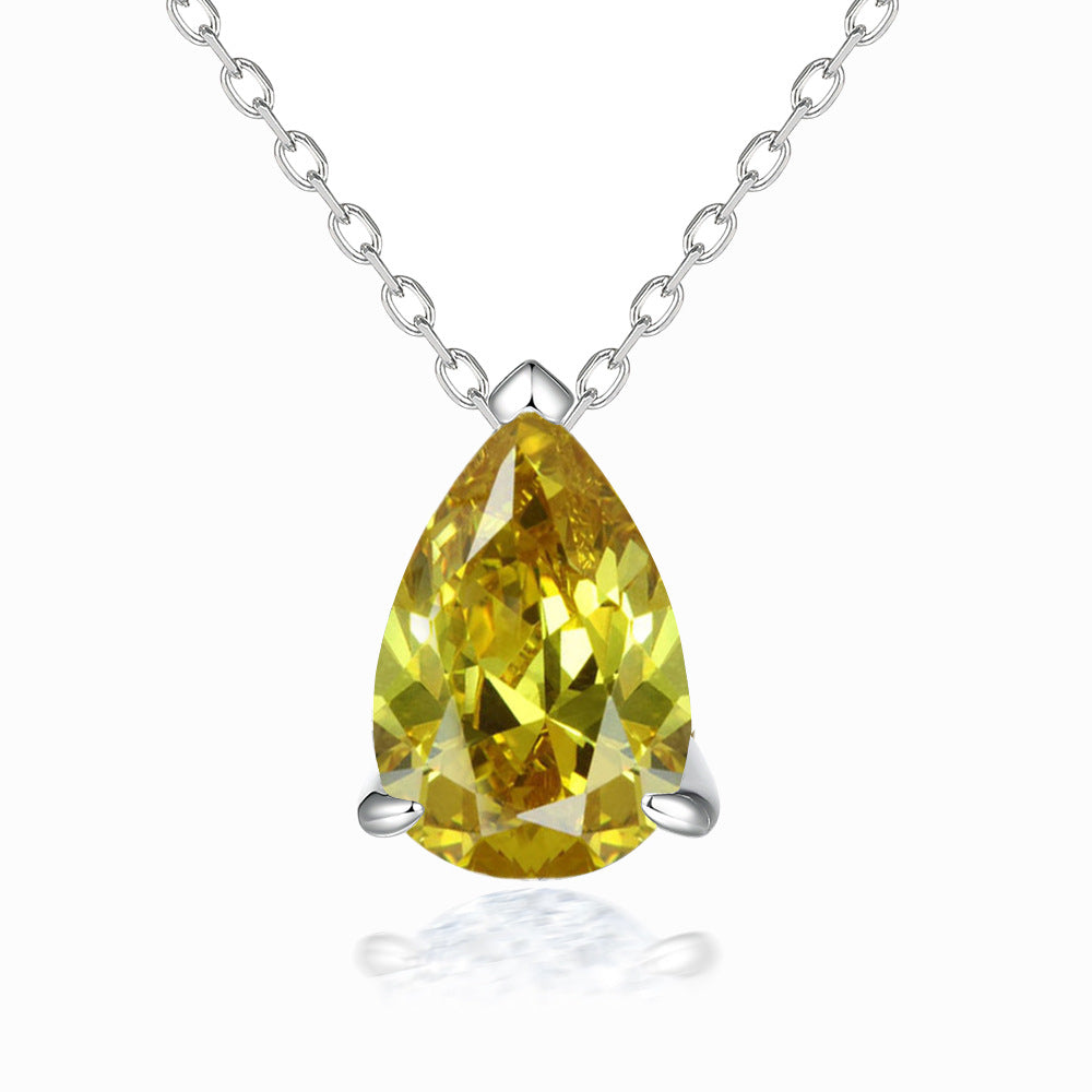 Pear Drop Zircon Pendant Silver Necklace for Women