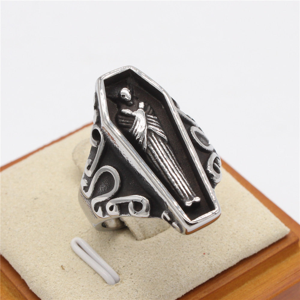 Mummy Coffin Titanium Steel Ring for Men