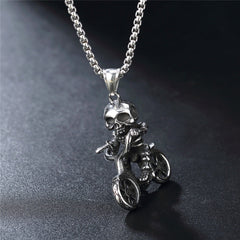 Halloween Riding Bicycle Skull Titanium Steel Pendant for Men