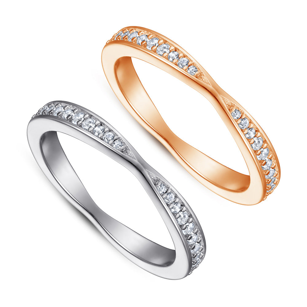 Round Zircon Cross Design Eternity Silver Ring