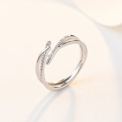 Openning X Cross with Zircon Silver Ring for Women