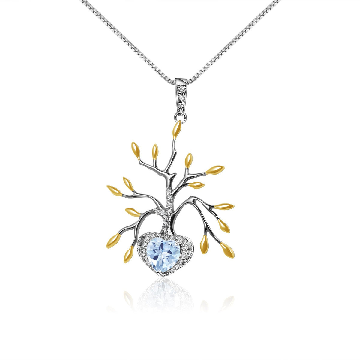 Premium Design Natural Colourful Gemstone Life Tree Pendant Silver Necklace for Women