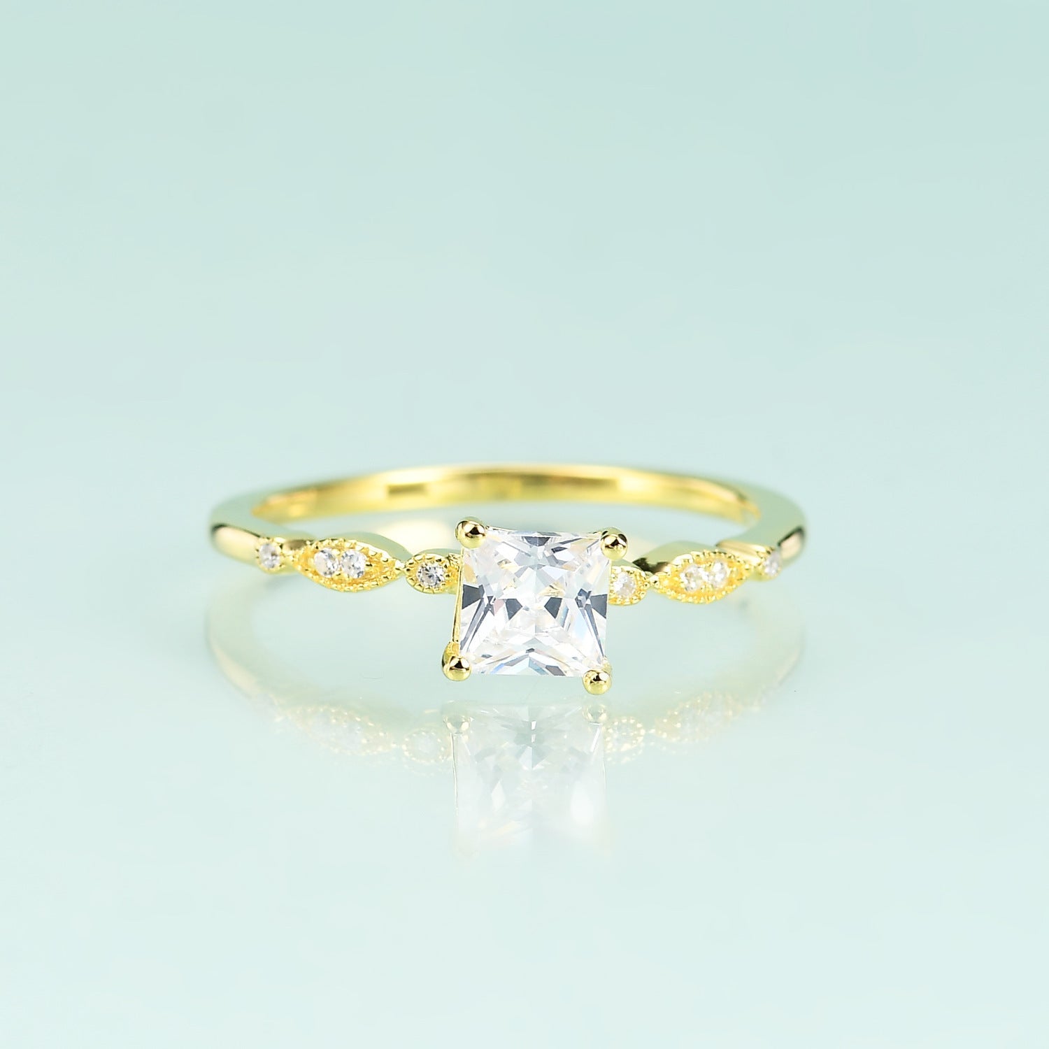 Golden Zircon 14K Gold Plated on S925 Sterling Ring