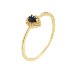 Soleste Halo Pear Shape Black Zircon Silver Ring