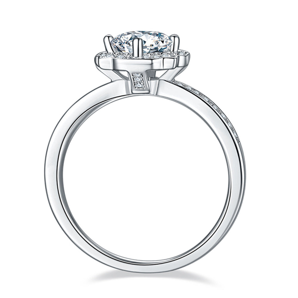 Square Soleste Halo 1.0 Carat Round Cut Moissanite Engagement Ring