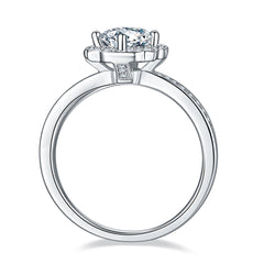 Square Soleste Halo 1.0 Carat Round Cut Moissanite Engagement Ring